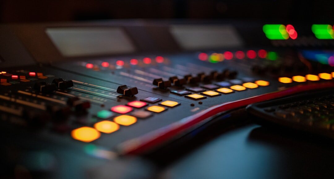 Audio mixing console in a broadcast studio